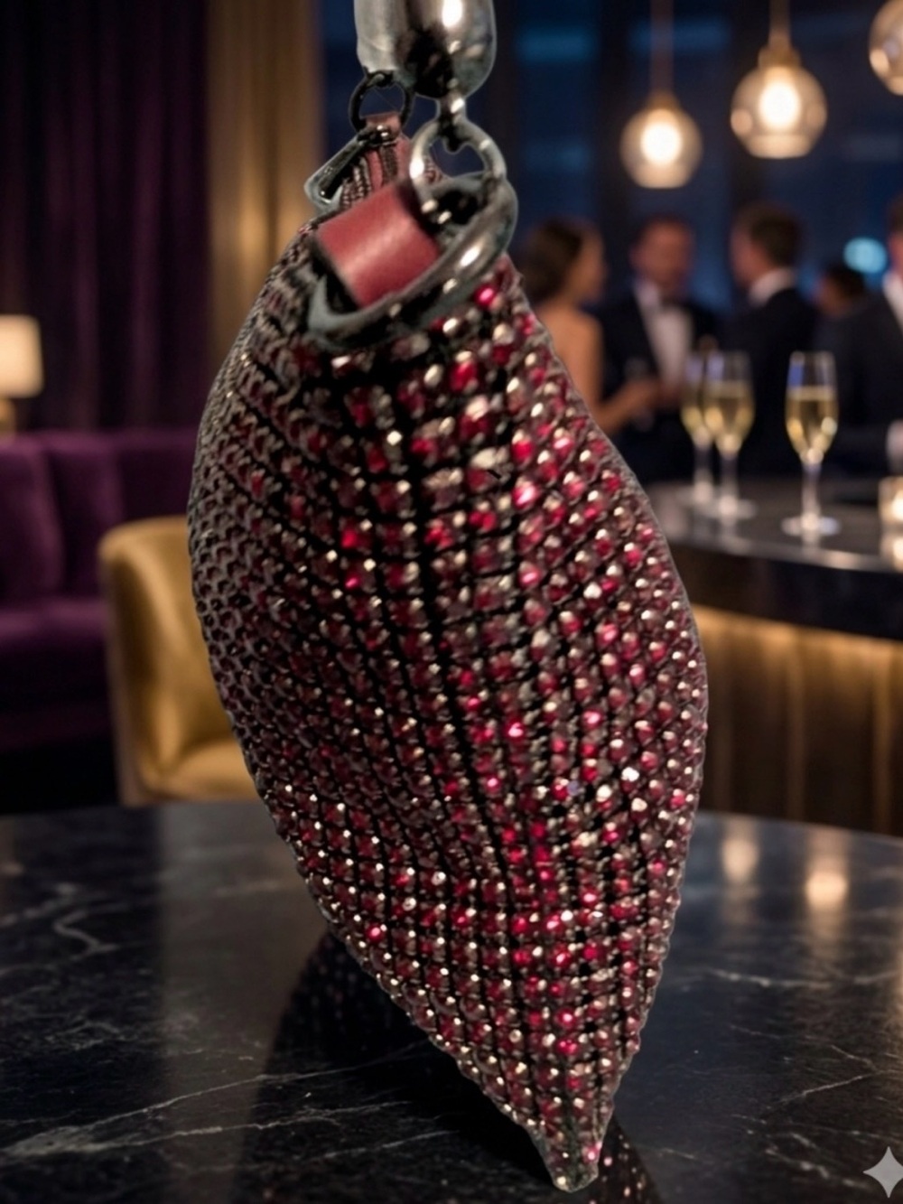 SOLD!!! Simply Vera Wang Burgundy Ombré Rhinestone Mini Baguette Bag NWT - Picture 6 of 10